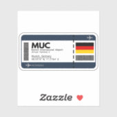 MUC München Airport Boarding Pass - Reise Aufkleber (Blatt)