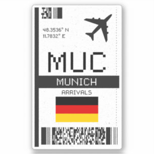MUC München Boarding Pass - Deutschland Reisen Aufkleber