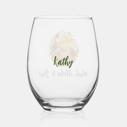 Much Aloha To You Stemless Wine Glass Weinglas Ohne Stiel (Rückseite)