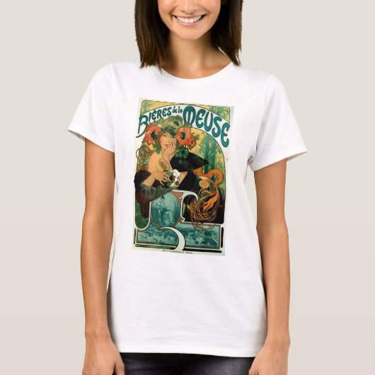 Mucha Art Nouveau: Bieres de la Meuse T-Shirt (Vorderseite)