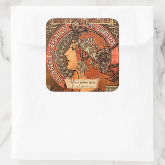 Mucha Art Nouveau Buchzeichen Stickers (Tasche)