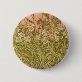 Mucha Art Nouveau Carnation Blume Button (Vorderseite)