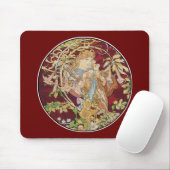 Mucha Art Nouveau: Frau mit Daisy Mousepad (Mit Mouse)