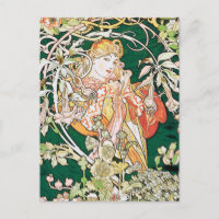 Mucha Art Nouveau: Frau mit Daisy