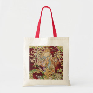 Mucha Art Nouveau: Frau mit Gänseblümchen Tragetasche