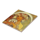 Mucha Art Nouveau Frau mit Lilien Fliese (Seite)