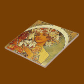 Mucha Art Nouveau Frau mit Lilien Fliese