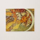 Mucha Art Nouveau Frau mit Lilien Puzzle (Horizontal)