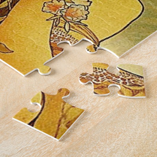 Mucha Art Nouveau Frau mit Lilien Puzzle (Seite)