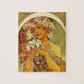 Mucha Art Nouveau Frau mit Lilien Puzzle (Vertikal)