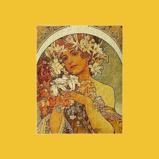 Mucha Art Nouveau Frau mit Lilien Puzzle