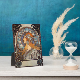 Mucha Art Nouveau Frau Vintage Französisch Zodiac Fotoplatte