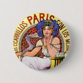 Mucha Art Nouveau Illustration Button (Vorderseite)