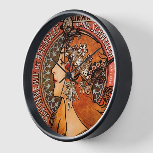 Mucha Art Nouveau Lady Uhr (Winkel)