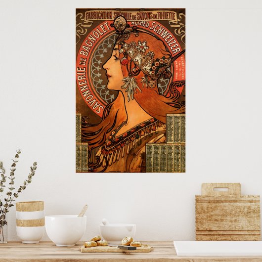 Mucha Art Nouveau Ladys Soap Poster (Küche)