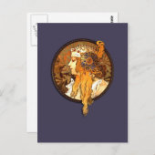 Mucha Art Nouveau Porträt Postkarte (Vorne/Hinten)