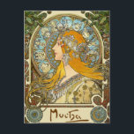 Mucha Art Nouveau Postcard - Zodiac - La Plume Postkarte<br><div class="desc">Dieses Bild stammt von Alphonse Muchas berühmtem Jugendstil-Poster "Zodiac", auch bekannt als "La Plume". "Zodiac" wurde 1896 als Kalender entworfen, gedruckt von F. Champenois, Paris. Kurz darauf erwarb das beliebte französische Magazin "La Plume" die Rechte an Muchas Illustration. Das Bild war weit verbreitet und wurde zum Synonym für das Magazin....</div>