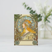 Mucha Art Nouveau Postcard - Zodiac - La Plume Postkarte (Stehend Vorderseite)