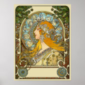 Mucha Art Nouveau Poster - Zodiac - La Plume (Vorne)