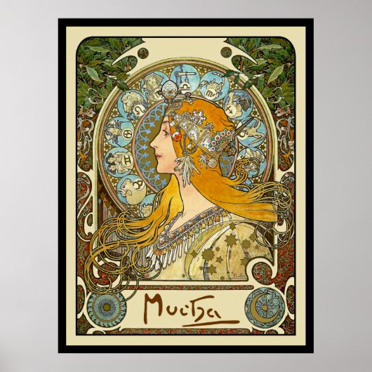 Mucha Art Nouveau Poster - Zodiac - La Plume (Vorne)
