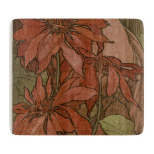 Mucha Art Nouveau Rote Poinsettie Blumendekor Schneidebrett