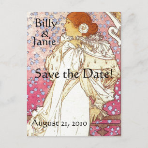 Mucha Art Nouveau Save the Date Postkarte