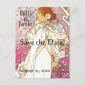 Mucha Art Nouveau Save the Date Postkarte (Vorderseite)