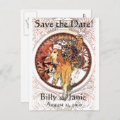 Mucha Art Nouveau Save the Date Postkarte (Vorne/Hinten)