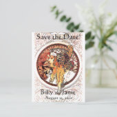 Mucha Art Nouveau Save the Date Postkarte (Stehend Vorderseite)