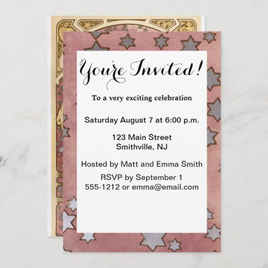 Mucha Art Nouveau Woman Beauty Einladung (Vorne/Hinten)