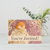 Mucha Art Nouveau Woman Beauty Einladung (Stehend Vorderseite)