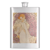 Mucha Art Nouveau Woman Beauty Flachmann (Vorderseite)