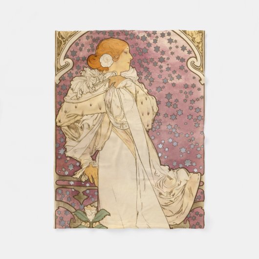 Mucha Art Nouveau Woman Beauty Fleecedecke (Vorderseite)