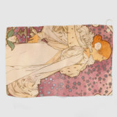 Mucha Art Nouveau Woman Beauty Golfhandtuch (Horizontal)