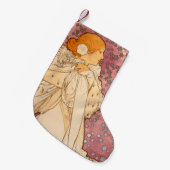 Mucha Art Nouveau Woman Beauty Kleiner Weihnachtsstrumpf (Vorderansicht (hängend))