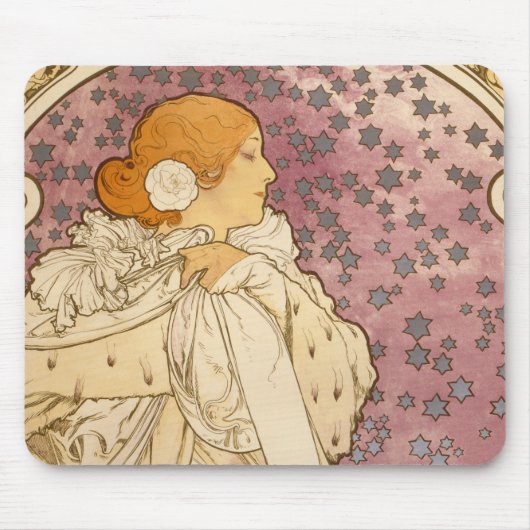 Mucha Art Nouveau Woman Beauty Mousepad (Vorne)