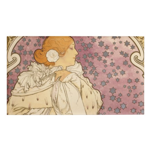 Mucha Art Nouveau Woman Beauty Namenschild (Vorderseite)