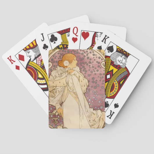 Mucha Art Nouveau Woman Beauty Spielkarten (Rückseite)