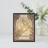 Mucha Art Nouveau Woman Postkarte (Stehend Vorderseite)
