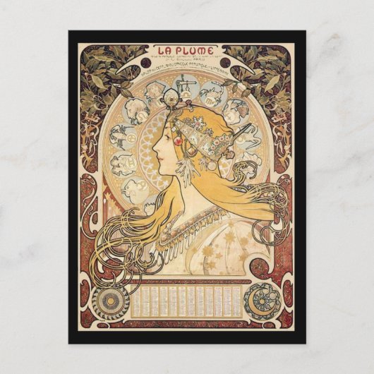 Mucha Art Nouveau Woman Postkarte (Vorderseite)