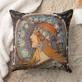 Mucha Art Nouveau Woman Vintag Französisch Zodiac Kissen (Decke)
