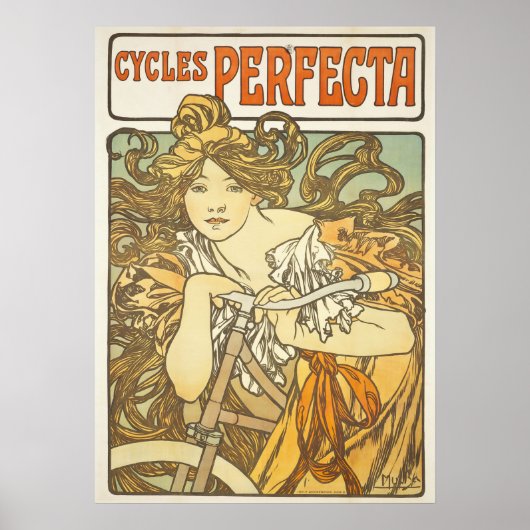 Mucha Art Nouveau Woman Vintages französisches Pos Poster (Vorne)