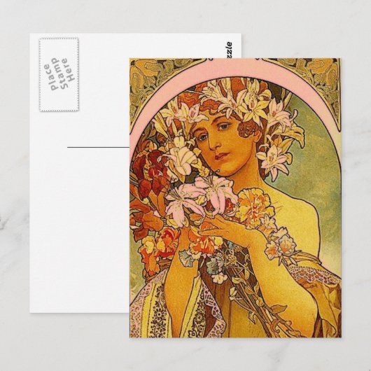 Mucha-Blume Postkarte (Vorne/Hinten)