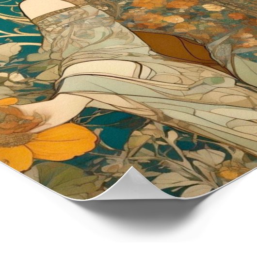 Mucha, Blumenmotive, Werbespots, Tschechoslowakei Poster (Ecke)