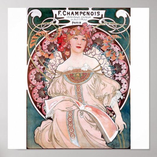 Mucha champenois paris pink poster (Vorne)