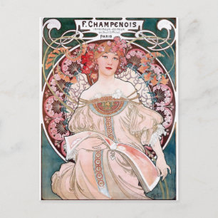Mucha Champenois paris rosa Kleiderdress Lada Art  Postkarte