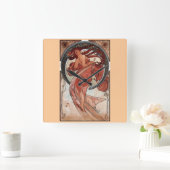 Mucha Dance Art Deco Quadratische Wanduhr (Zuhause)