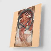 Mucha Dance Art Deco Quadratische Wanduhr (Winkel)