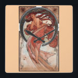 Mucha Dance Art Deco Quadratische Wanduhr<br><div class="desc">A. Mucha. Tanz.</div>