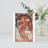 Mucha Dance Art Deko Lady Postkarte (Stehend Vorderseite)